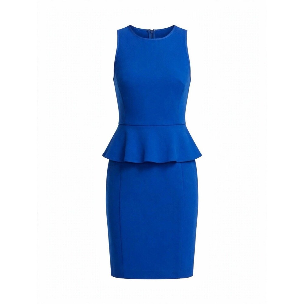 LOFT 2 Royal Blue Short Dress Work Office Formal Peplum Sheath